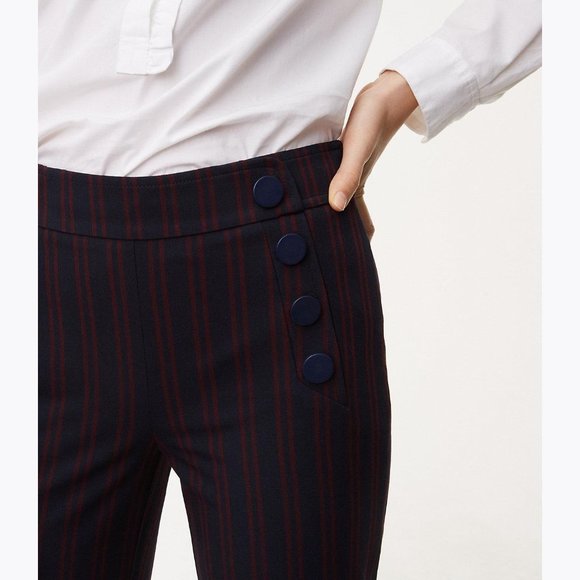 ANN TAYLOR Sailor Stripe Marisa Fit Trouser Pant 0 - Picture 2 of 12